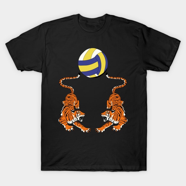 Tiger Volleyball Sports Team Jersey - Black Version T-Shirt by Millusti